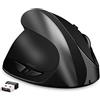 AURTEC Mouse Sinistro, Mouse Verticale Ergonomico Wireless Ricaricabile 2.4G con Ricevitore USB, 6 Pulsanti e 3 DPI Regolabile 800/1200/1600 per la Mano Sinistra, Nero