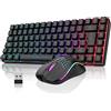 RedThunder K84 Combo Tastiera e Mouse USB Wireless Gamer, AZERTY Francese, Batteria Ricaricabile RGB Retroilluminata, Tastiera TKL al 75% e Mouse Ottico Leggero a Nido d'ape 3200 DPI (nero)