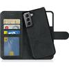 MyGadget Cover per Samsung Galaxy S22 PLUS - Custodia Libretto Magnetica - Custodia Portafoglio Flip Wallet Case - Porta Carte in Similpelle PU Removibile - Grigio Nero