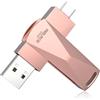 ABLAZE Chiavetta USB C da 128 GB, doppia USB 3.0+tipo C, compatibile con iPhone 16/15, smartphone Android, computer, tablet, Mac, laptop (oro rosa)