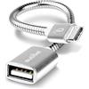 subtel Cavo OTG 15cm per smartphone compatibile con adattatore per telefono smartphone USB C Type C 2.0 argento alluminio