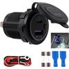 Riybyds 30W PD e 18W QC USB Tipo C Auto Presa di Montaggio Impermeabile 12-24V Caricatore USB, Presa USB 12v, Interruttore LED, Compatibile per MacBook, Auto, Moto, Barche, Camion e Caravan
