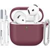TNSNK Silicone per AirPods 4 Case Cover, A1-Grape Purple | Morbido, leggero, antiscivolo, antigraffio, ricarica cablata/wireless. Pennello pulitore + chiavetta.