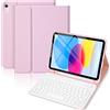 KTOITION Custodia tastiera per iPad 11a Gen (A16) / 10a generazione (11/10,9 pollici) 2025/2022, supporto per penna e tastiera ricaricabile, [spagnolo] magnetico rimovibile Bluetooth tastiera (rosa)