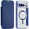 OUBELI Cover magnetica per Google Pixel 10 Pro XL Custodia in pelle PU Flip Custodia Trasparente a portafoglio con Porta Carte e Blocco RFID - Blu