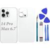 LiXiongBao Sostituzione del coperchio del vetro posteriore 14 Pro Max per iPhone 14 Pro Max Sostituzione del vetro posteriore posteriore da 6,7 '' con kit di strumenti di riparazione (Argento)