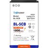 TOPGOBAT Batteria BL-5CB, 1800 mAh, ad alta capacità, compatibile con Nokia, 100, 101, 103, 111, 113, 1280, 1616, 1800, C1-01, C1-02, C2-01, C2-02, C2-03, C2-06, X2-01, X2-05 -