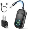 Ticenpe Ricevitore trasmettitore Bluetooth 5.3, adattatore Bluetooth wireless per auto/aereo, microfono per chiamate, adattatore Bluetooth AUX wireless 2 in 1 per TV, aereo, cuffie, Airpods