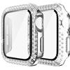 Yolovie (2 pezzi) Compatibile per Apple Watch Custodia da 44mm per SE Series 6 5 4 Custodia con Protezione per schermo in vetro Temperato per copertura Bling per iWatch (44mm Trasparente/Argento）