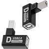 QIANRENON Adattatore per stampante USB B a 90°, connettore MIDI estensore USB tipo B maschio a femmina, ad angolo retto, 480 Mbps, per stampanti, scanner, pianoforte elettrico, 2 pezzi (Down Bend)