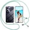 ISOI Cover con Cordino per Realme Note 60, Custodia Trasparente con Collana Tracolla Laccio Collo Ultra Sottile Morbido TPU Silicone Antiurto AntiGraffio Antiscivolo Case, Verde