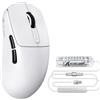 ATTACK SHARK V5 Mouse da Gioco Wireless 8KHz, 53G SUPERLEGGERO, Sensore PixArt PAW3950MAX, Chip Nordic 52840, mouse da Gioco BT/2.4G/cablato con Cavo a Spirale, 42KDPI, Rivestimento Ice-feel,Bianco