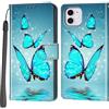 Haninsuze Cover per iPhone 11, Custodia Interno TPU Antiurto Portafoglio con Disegni [schede Fessura] [Supporto Stand] Cover Libro in PU Pelle (farfalla)