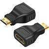 Cyiamku Adattatore da Mini HDMI a HDMI Femmina 4K Ultra HD, Convertitori audio video in lega di alluminio, compatibili con computer portatili, tablet, fotocamere, monitor e TV HD