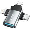 biaze Adattatore USB-C OTG, convertitore adattatore 3 in 1 per tipo C, Lightning, micro USB 3.0, convertitore OTG, adatto per supporti TV, smartphone o tablet, compatibile con iPhone 12/13/14 iPad