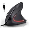 GADIRIA Mouse ergonomico verticale con cavo USB (172 cm) - 6 pulsanti, DPI regolabile 800/1200/1600, illuminazione LED RGB, design verticale, riduce la tensione del polso, plug&play, computer da ufficio