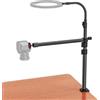 Rodison Supporto da tavolo per fotocamera con collo di cigno flessibile, 34-108 cm, con braccio flessibile e testa a sfera da 1/4 per DSLR, luce ad anello, Live Streaming, riprese video