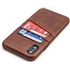 Dockem Exec M2 Cover Portafoglio per iPhone XS e iPhone X: Custodia Sottile Porta Carte di Credito con Piastra Metallica Integrata per Supporto Magnetico: Serie M [Marrone]