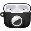 kwmobile Custodia 2 in 1 compatibile con Apple Airpods Pro 3 e AirTag - Cover Cuffie Bluetooth - Protezione in Silicone con Moschettone - nero