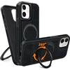 COODIO Cover in Pelle con Supporto Girevole di 360° per iPhone 12 / iPhone 12 PRO 6,1 Pollici, Custodia Magnetica Compatibile con MagSafe, Cover Sottile e Creativa, Nero