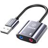 Biaze Scheda audio USB, adattatore da USB a jack da 3,5 mm, doppio microfono AUX stereo, scheda audio esterna per Windows, Mac, Linux, PS4, PS5 Switch (Y65)