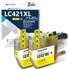 LCL LC421 LC421XL Giallo Alta capacità Cartuccia d'inchiostro Compatibile per Brother LC-421XL LC421XL LC421XLY LC421Y con DCP-J1050DW DCP-J1140DW MFC-J1010DW(2-Pack)
