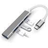 MMOBIEL Ultra-sottile 4-Port USB Type-C a USB 3.0 Data Hub compatibile con Macbook Mac Pro/Mini iMac Surface Pro XPS Notebook PC USB Flash Drives Mobile HDD