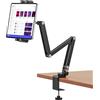 Rodison Pieghevole Supporto da Scrivania per iPad con Braccio in Alluminio Rotante a 360°, Tablet con Morsetto a C per iPad/Pro/Air/Mini, Smartphone