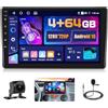 Hikity 4+64GB Android 15 Autoradio per Fiat Panda 2003-2012 con Wireless Carplay Android Auto, 9 Pollici Touch Screen con Navigatore GPS Bluetooth WiFi FM/RDS Retrocamera