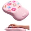 meatanty Tappetino per mouse ergonomico con supporto per il polso - Simpatico design macaron e ciambella rosa, poggiapolsi in memory foam, tappetino per mouse antiscivolo per ufficio, studio a casa e
