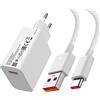 ACOCOBUY Caricabatterie rapido da 33W con cavo USB-C da 1 m per Redmi Note 14, caricabatterie rapido per Xiaomi 11 Lite/10T/10T Lite/per Redmi Note 13/Note 12/11/10 Pro/13X/POCO M7 4G/X5/M5s/X3/F3/M4 Pro/Pad 6