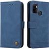 SEAHAI Cover per Oppo A53s / Oppo A53, Ultra Sottile Custodia Premium Pelle Portafoglio Kickstand Slot per Schede [RFID Blocking] TPU Antiurto Flip Cover Libro - Blu