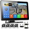 CAMECHO 10,1'' Schermo Tattile con 4 Telecamere Posteriore da 1080P con Monitor e Visione Notturna BSD, IP68 Retrocamera Auto con DVR, Monitor di Parcheggio, Schermo Diviso, Rilevamento angolo cieco