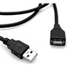 JZK Cavo di prolunga USB 2.0, 1,3 m, 24 AWG, maschio a femmina, cavo di trasferimento dati USB A per stampanti, tastiera, mouse e altre periferiche USB per computer, nero