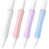 FAFALITHIC Confezione da 4 impugnature ergonomiche compatibili con Apple Pencil di prima generazione, 2a generazione, USB-C e Pro in silicone (bianco/viola/rosa/blu)