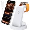 KLiHD 3 in 1 Caricabatterie a induzione Wireless Charger Compatibile con Phone 17 Air 16e 16 15 14 13 12 11 X Pro Max & Senza Fili Stazione iWatch 11-2 & Pods 4 3 2 Pro con 18W Adattatore (Bianco)