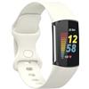 FiiMoo Silicone Cinturino Compatibile con Fitbit Charge 6/Charge 5, Ricambio Cinturino, Cinturini Sportivi in Silicone-Bianco