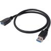 SYSTEM-S Cavo prolunga USB 3.0 tipo A (maschio) a USB 3.0 tipo A (femmina), nero, 50 cm