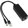 Anrbb Adattatore PoE 48 V a 12 V 2 A, PoE Splitter attivo IEEE802.3af/at, Power Over Ethernet Splitter 12 V, compatibile con telecamera IP, punto di accesso, rete intelligente, uscita 24 W, trasmissione 100