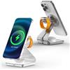 JE Make IT Simple JE, stazione di ricarica induttiva, compatibile con caricabatterie Magsafe 3 in 1, ricarica wireless Apple per iPhone 16/15/14/13/12, per Apple Watch 8/7/6/5/4/3/2/SE e AirPods 3/2/Pro (bianco)