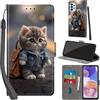 Haninsuze Cover per Samsung Galaxy A23 5G Custodia Cover Pelle Libro Portafoglio con Porta Carte Magnetica Protezione Antiurto Cuoio Flip Case Custodia Cover per Samsung A23, Gatto