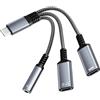 Wvoillty Adattatore per cuffie e ricarica da USB-C a 3,5 mm 3 in 1, splitter AUX Dual Type C con funzione di ricarica, compatibile con iPhone 15/16/17 Pro/Max/Plus, iPad, Galaxy S23/S24 Ultra - Grigio