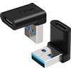 Generic Adattatore da USB C a USB (2 Pezzi), Seminer Adattatore da USB C Femmina a USB 3.1 Maschio ad Angolo Retto Adattatore da 90 Gradi, Convertitore di Tipo C da 10 Gbps per Samsung, PC