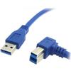 System-S USB 3.0 1 m Cavo angolare Tipo A Maschio a B Maschio Blu