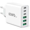 sccvee Caricatore USB C, 65W 6 porte caricatore rapido multiuso, caricatore USB da parete, alimentatore USBC, spina di ricarica, Fast Charge PD45W, compatibile con iPhone 16/15/14/iPad/Galaxy S24/S23/Tablets