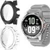 KUSINHOKA Cover per TicWatch Atlas, [2 Pezzi] Custodia Protezione con Vetro Temperato, Schermo Protettiva Ultra Sottile HD Clear PC Rigida Cover per TicWatch Atlas, Nero + Trasparente