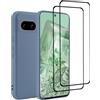 32nd Silicone Liquido Custodia Antiurto Slim Cover per Google Pixel 8A con 2 Protezioni per Schermo in Vetro temperato, Sottile e Resistente - Grigio
