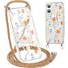 Krdvekm Cordino Cover per iPhone 16 6,1'', Aesthetic Fiori Motivo Disegno Magnetica Trasparente PC Compatibile con MagSafe Case Corda Laccio Antiurto Protettiva Custodia per Ragazze, Giallo