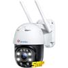 Ctronics 5MP Telecamera di Sorveglianza WiFi Esterna Telecamera IP PTZ Visione Notturna Colore 25M 2560X1920P Rilevamento Umano Tracciamento Auto 355° Pan 90° Tilt Audio Bidirezionale IP66