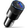 Xingdianfu Caricatore USB da 3,1 A + PD per auto da 1 a 2 connettori filettati, caricatore portatile di tipo C, adattatore per accendisigari USB